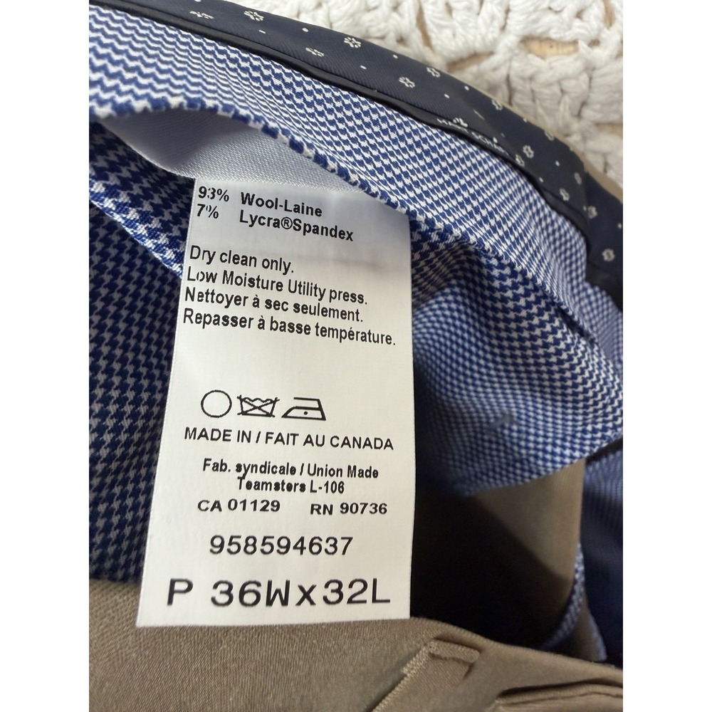 Hart Schaffner Marx Dress Pant Men's 36x32 Beige Platinum Comfortable Wear NWT - Picture 8 of 12